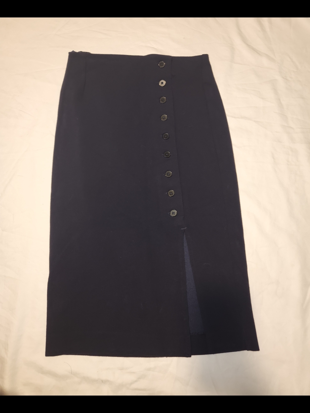 Express Navy Button-Front Pencil Skirt